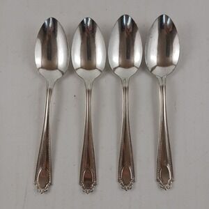 4pc Cameo Silver Plate Teaspoon No‎ Monogram Vintage